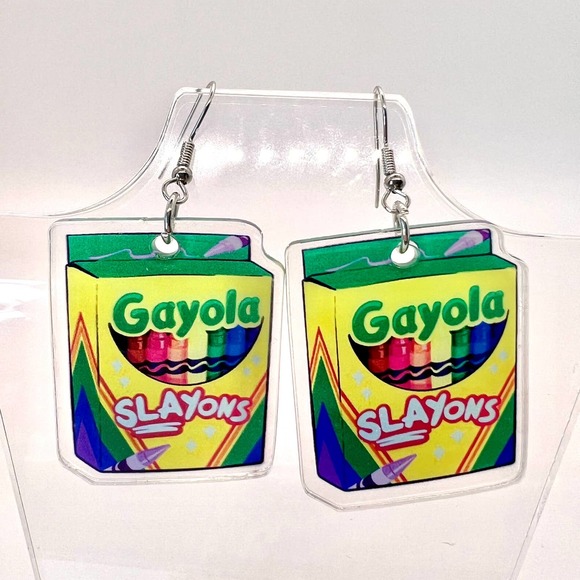 Handmade Jewelry - “Slay-Ons” Crayon Earrings - Pride Earrings - Funny Earrings - Statement Earring
